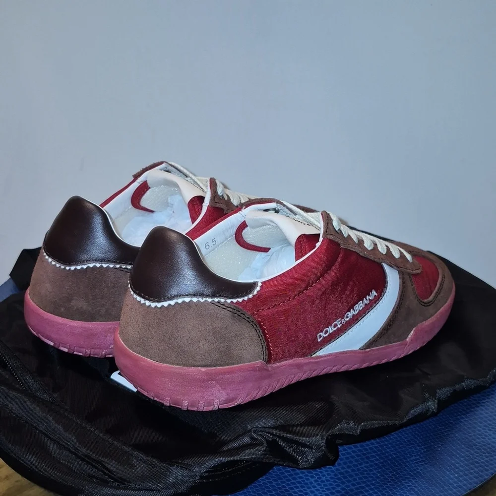 Dolce&Gabbana Red Suede&leatherlow Profile Trainers Mens sz.6.5= 8.5wmn (#1741)